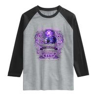 Lupus Awareness Raglan Shirt Lion Purple Ribbon My God Is Stronger Than Lupus