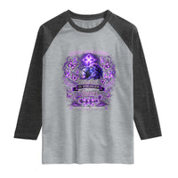 Lupus Awareness Raglan Shirt Lion Purple Ribbon My God Is Stronger Than Lupus