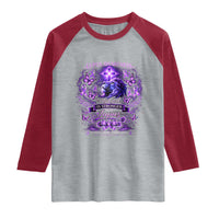 Lupus Awareness Raglan Shirt Lion Purple Ribbon My God Is Stronger Than Lupus
