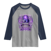 Lupus Awareness Raglan Shirt Lion Purple Ribbon My God Is Stronger Than Lupus