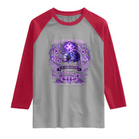 Lupus Awareness Raglan Shirt Lion Purple Ribbon My God Is Stronger Than Lupus