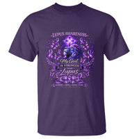 Lupus Awareness T Shirt Lion Purple Ribbon My God Is Stronger Than Lupus