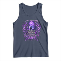 Lupus Awareness Tank Top Lion Purple Ribbon My God Is Stronger Than Lupus