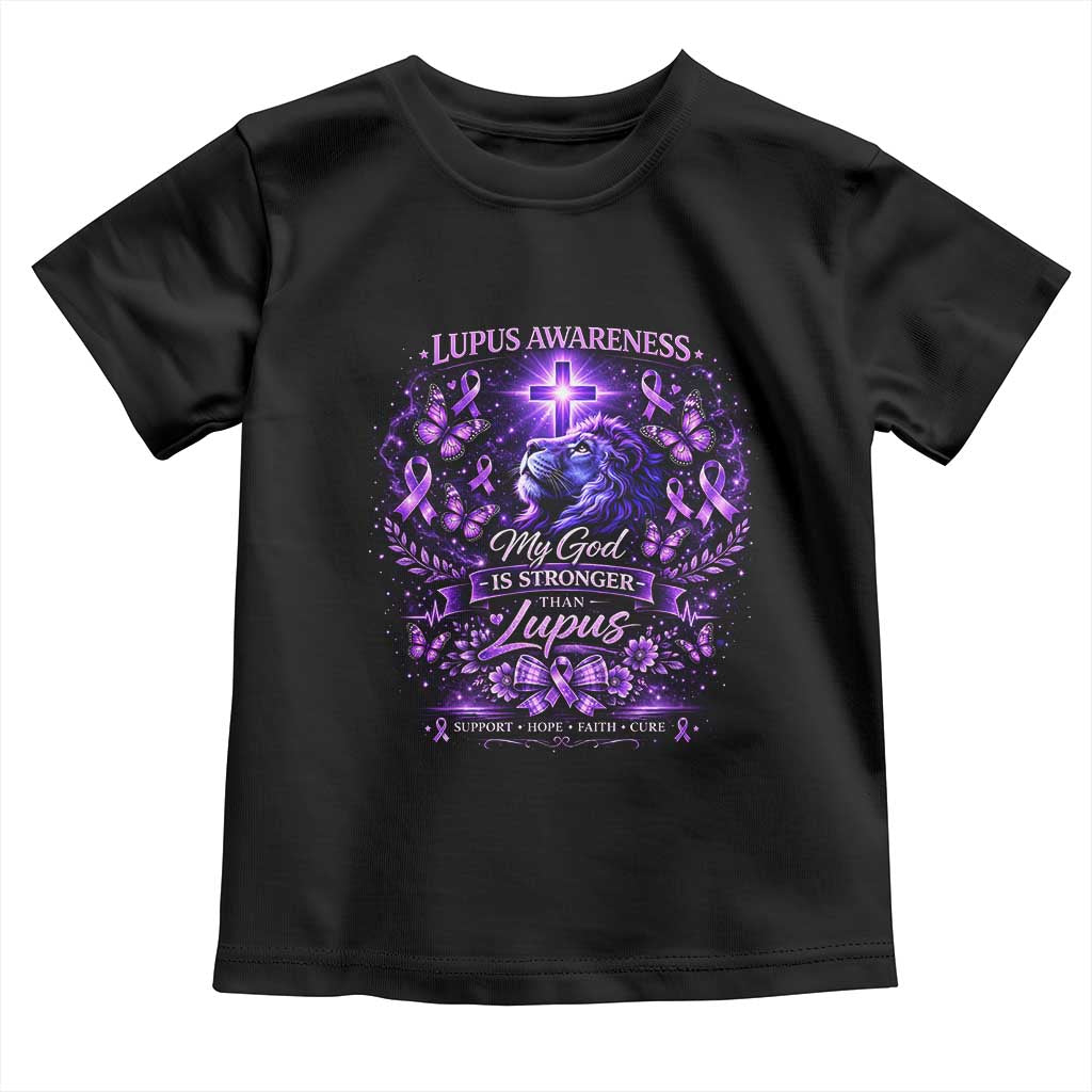 Lupus Awareness Toddler T Shirt Lion Purple Ribbon My God Is Stronger Than Lupus