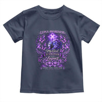 Lupus Awareness Toddler T Shirt Lion Purple Ribbon My God Is Stronger Than Lupus