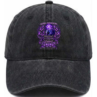 Lupus Awareness Washed Cotton Baseball Cap Lion Purple Ribbon My God Is Stronger Than Lupus