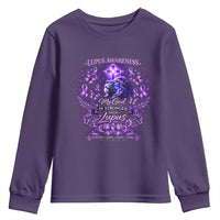 Lupus Awareness Youth Sweatshirt Lion Purple Ribbon My God Is Stronger Than Lupus