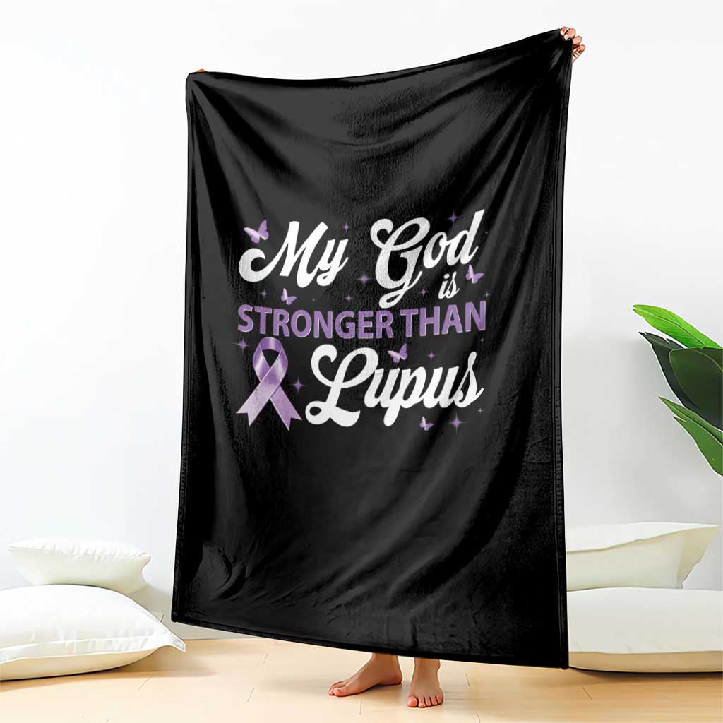 My God Is Bigger Than Lupus Throw Blanket Purple Ribbon