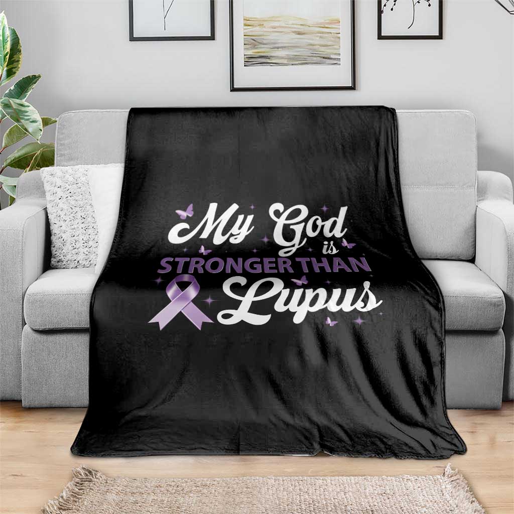 My God Is Bigger Than Lupus Throw Blanket Purple Ribbon
