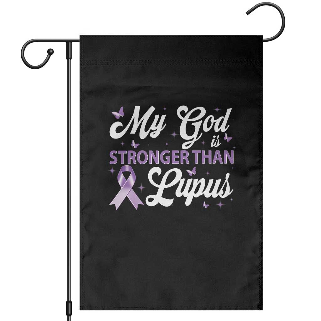 My God Is Bigger Than Lupus Garden Flag Purple Ribbon