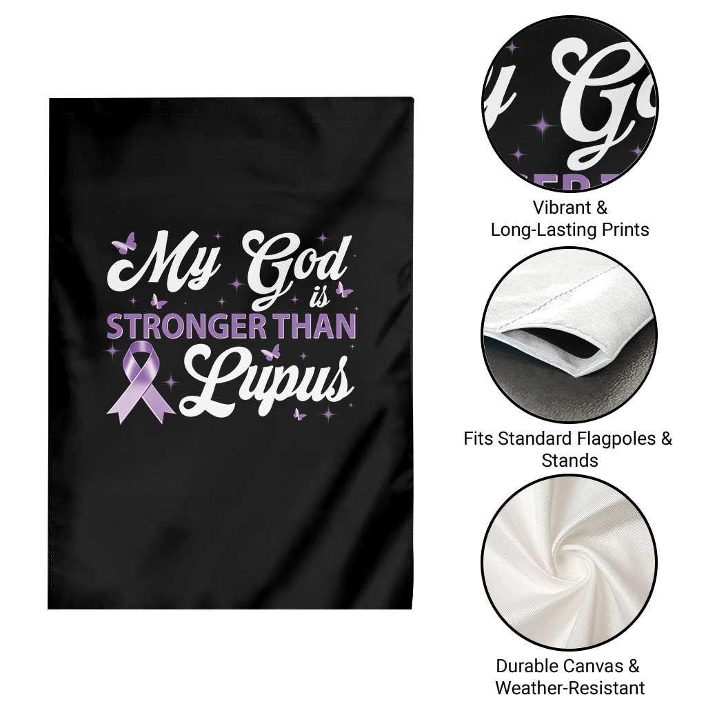 My God Is Bigger Than Lupus Garden Flag Purple Ribbon