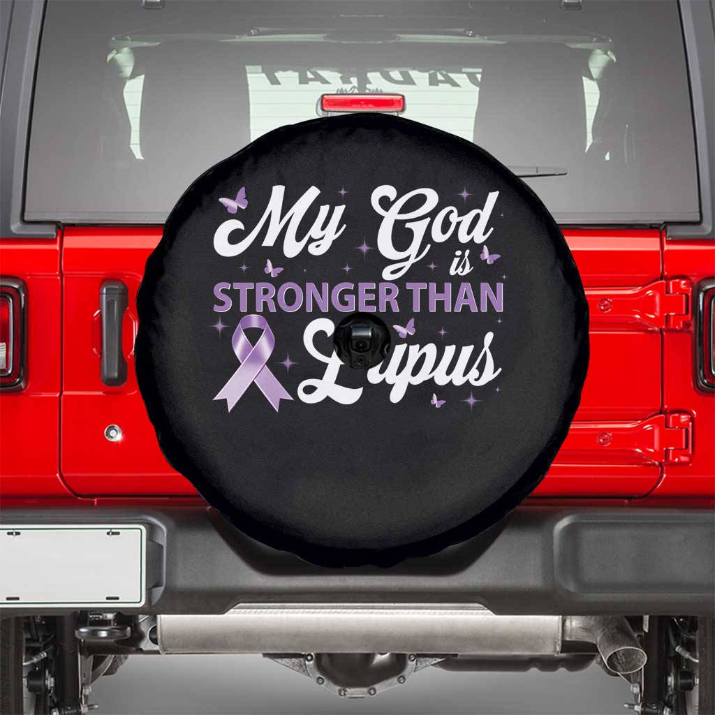 My God Is Bigger Than Lupus Spare Tire Cover Purple Ribbon