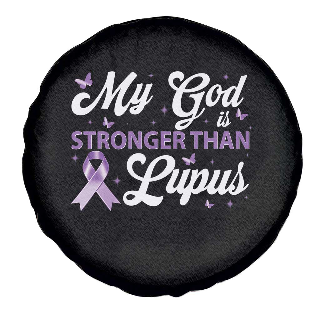 My God Is Bigger Than Lupus Spare Tire Cover Purple Ribbon