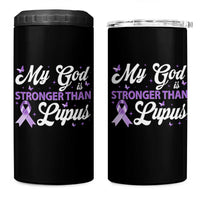 My God Is Bigger Than Lupus 4 in 1 Can Cooler Tumbler Purple Ribbon