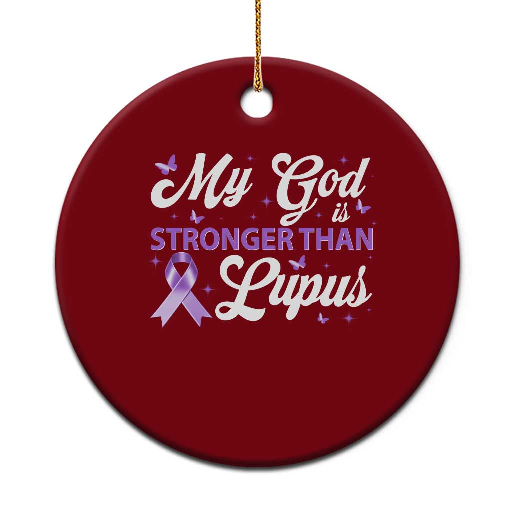 My God Is Bigger Than Lupus Ceramic Ornament Purple Ribbon