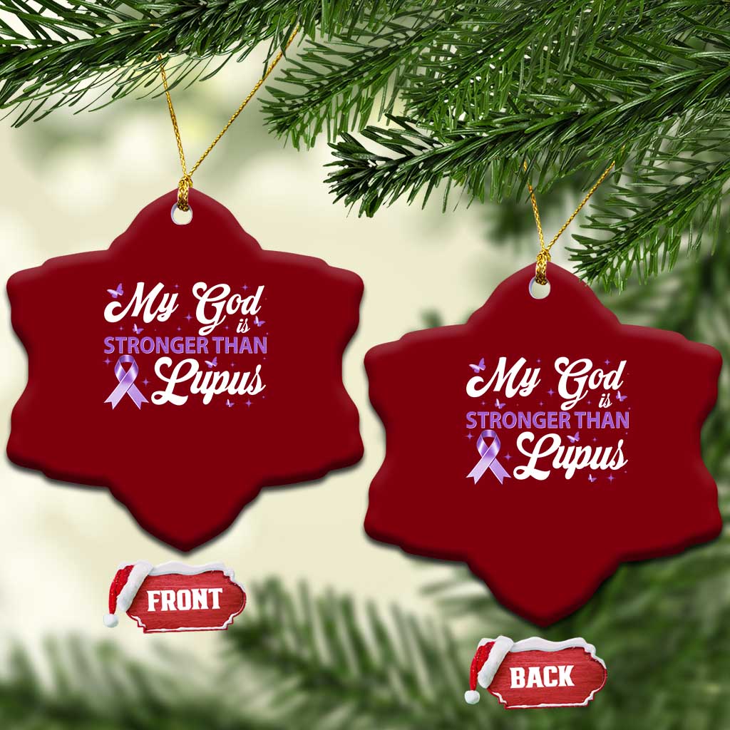 My God Is Bigger Than Lupus Ceramic Ornament Purple Ribbon