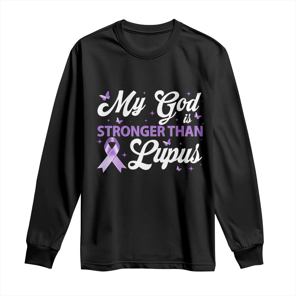 My God Is Bigger Than Lupus Long Sleeve Shirt Purple Ribbon