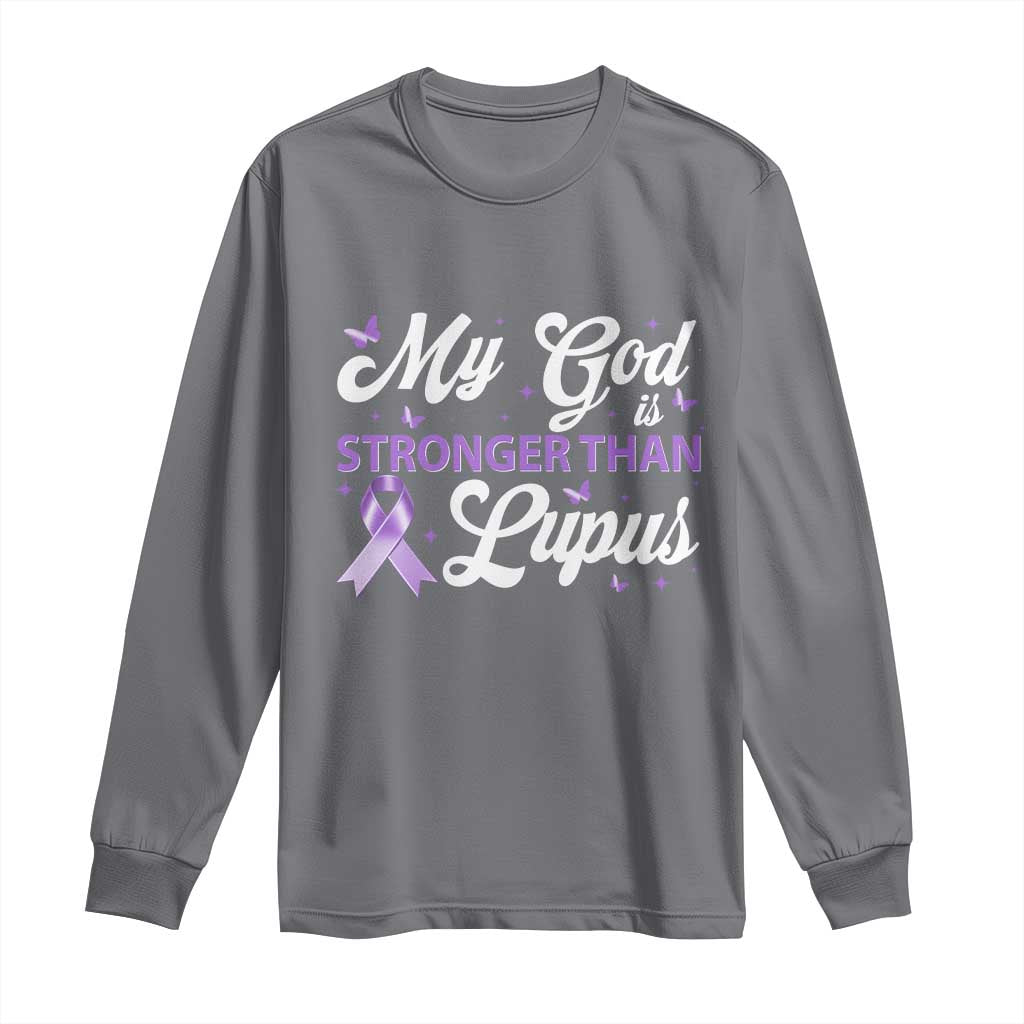 My God Is Bigger Than Lupus Long Sleeve Shirt Purple Ribbon