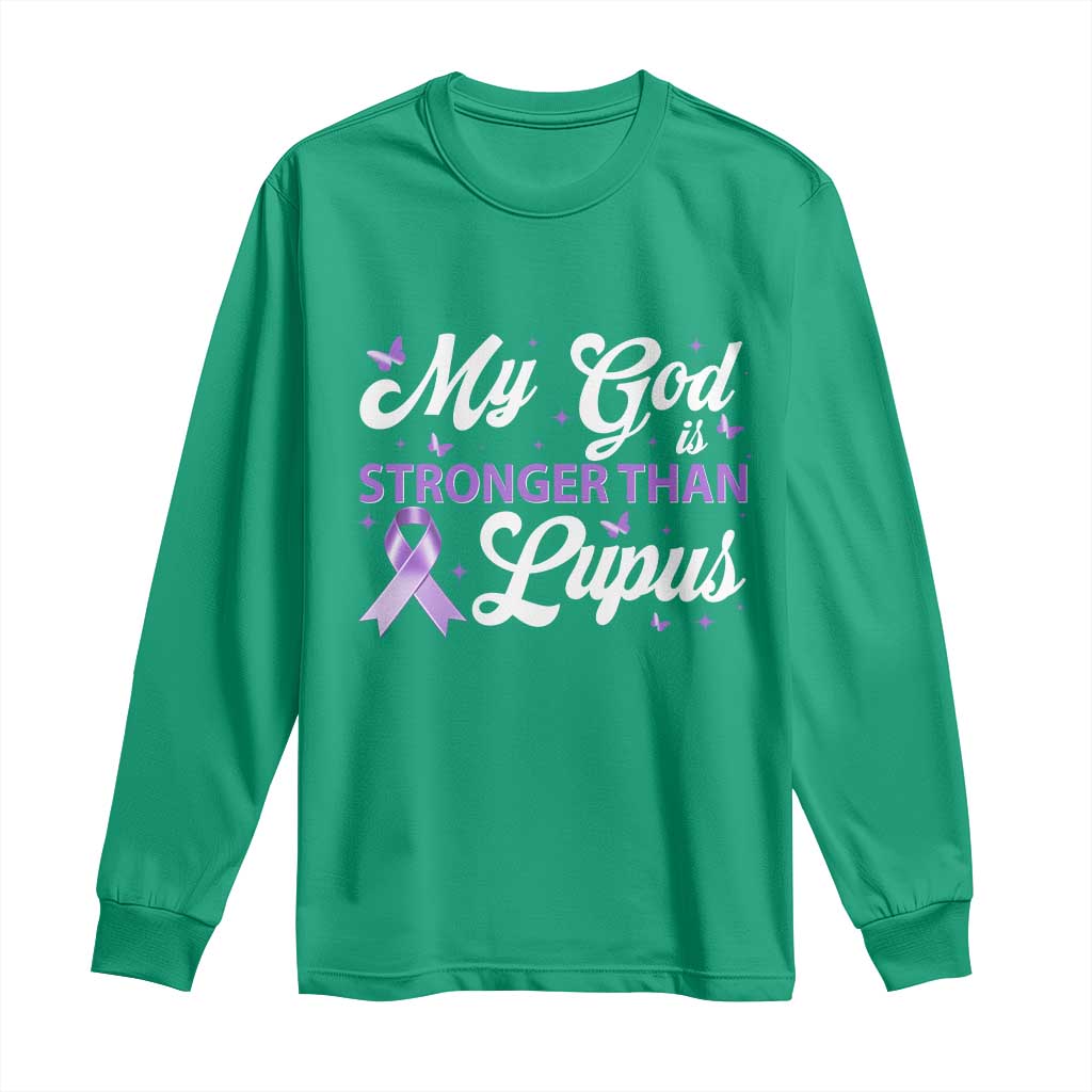 My God Is Bigger Than Lupus Long Sleeve Shirt Purple Ribbon