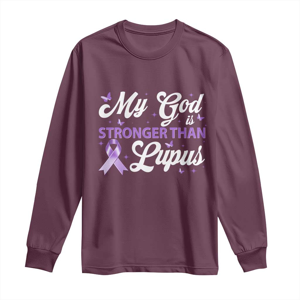 My God Is Bigger Than Lupus Long Sleeve Shirt Purple Ribbon