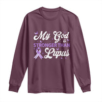 My God Is Bigger Than Lupus Long Sleeve Shirt Purple Ribbon