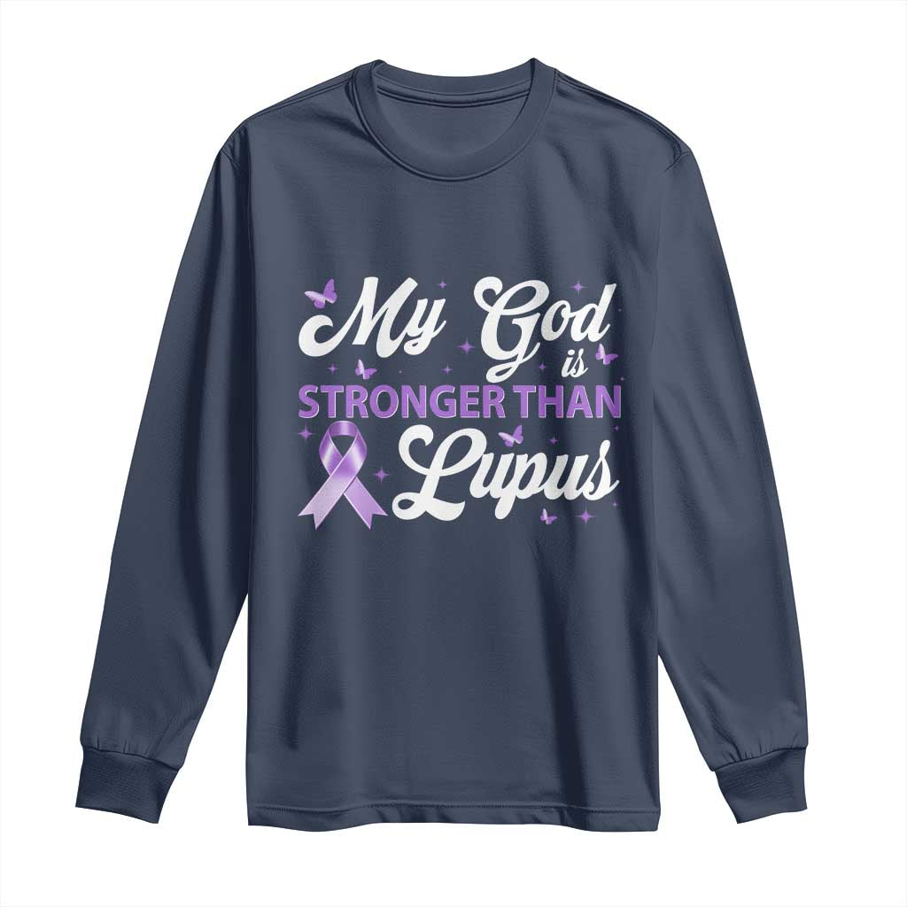 My God Is Bigger Than Lupus Long Sleeve Shirt Purple Ribbon