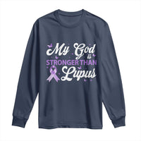 My God Is Bigger Than Lupus Long Sleeve Shirt Purple Ribbon