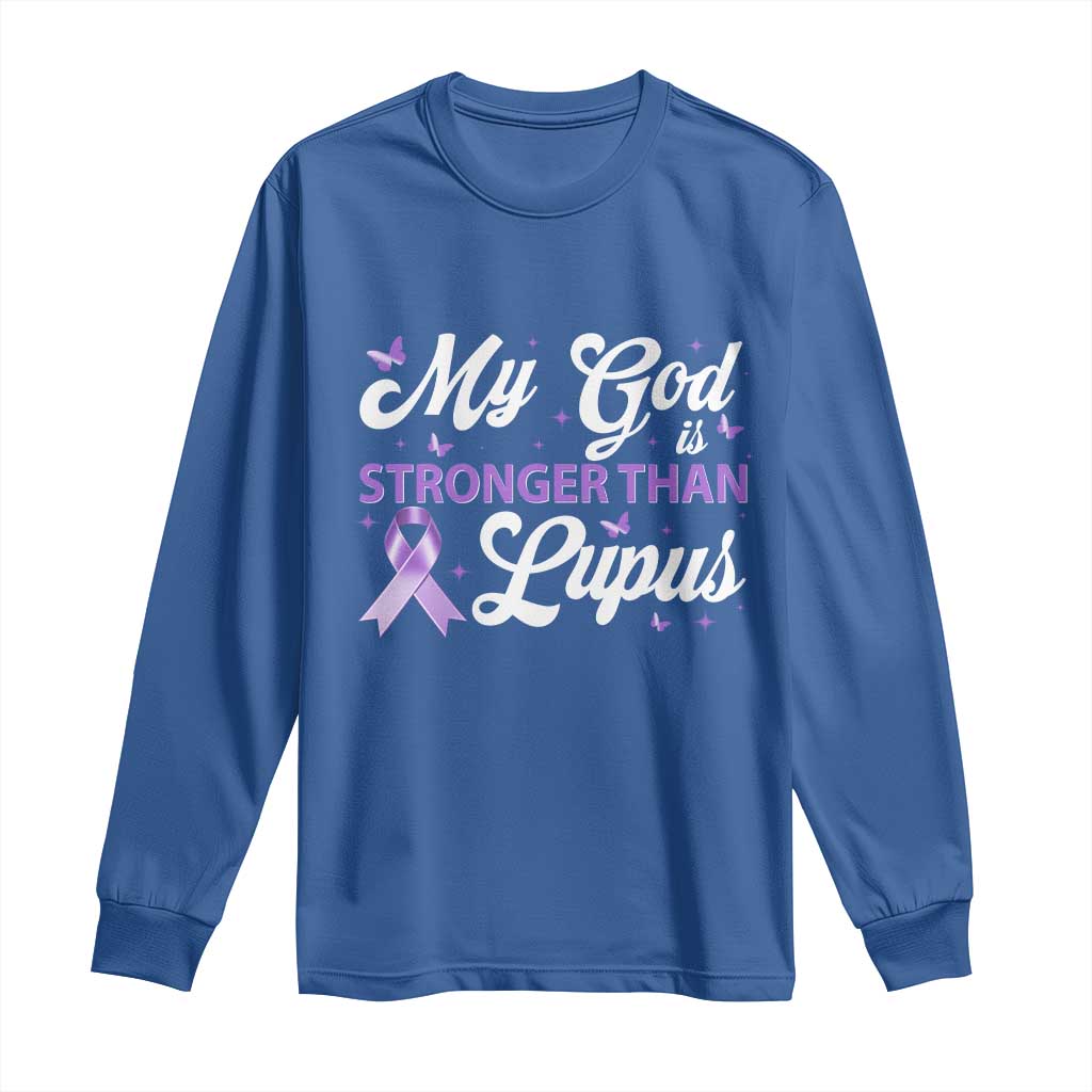 My God Is Bigger Than Lupus Long Sleeve Shirt Purple Ribbon