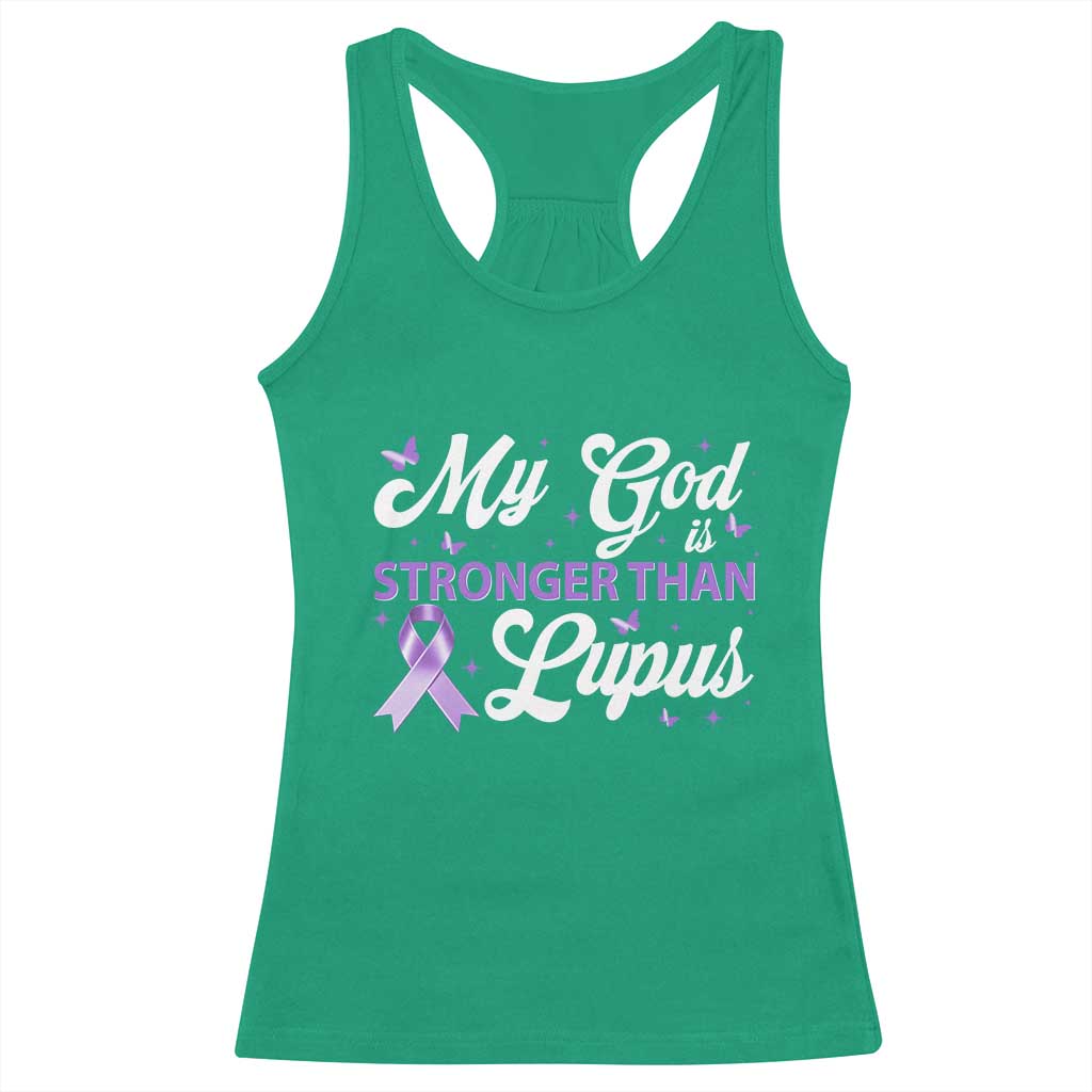 My God Is Bigger Than Lupus Racerback Tank Top Purple Ribbon