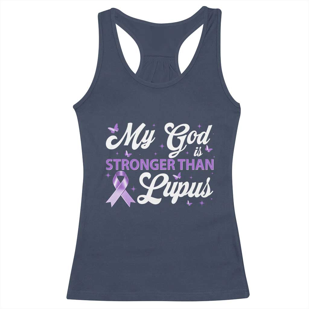 My God Is Bigger Than Lupus Racerback Tank Top Purple Ribbon