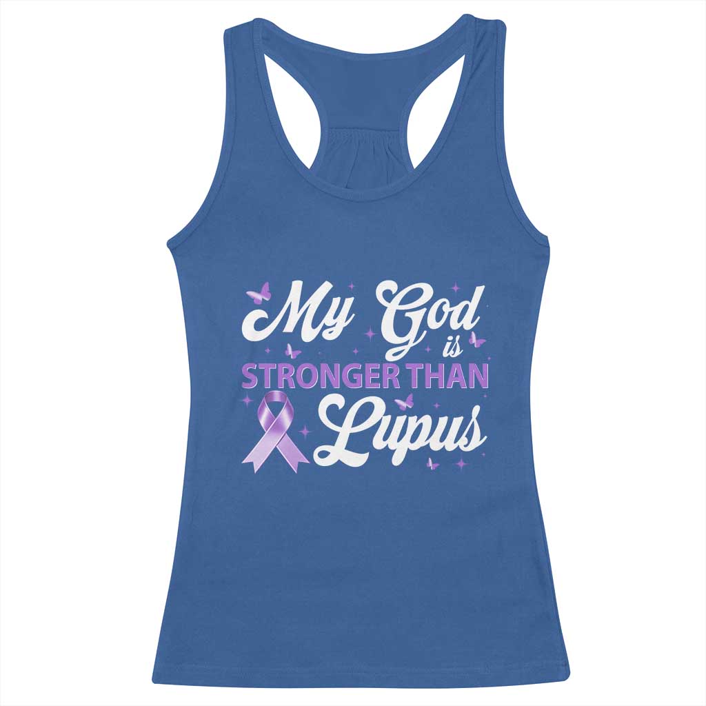 My God Is Bigger Than Lupus Racerback Tank Top Purple Ribbon