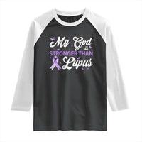 My God Is Bigger Than Lupus Raglan Shirt Purple Ribbon