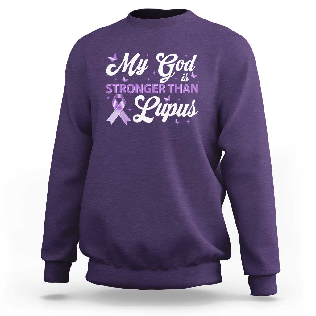 My God Is Bigger Than Lupus Sweatshirt Purple Ribbon