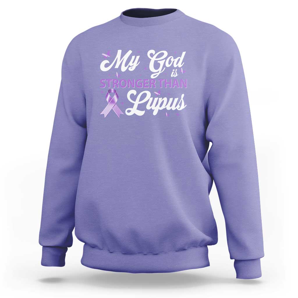 My God Is Bigger Than Lupus Sweatshirt Purple Ribbon