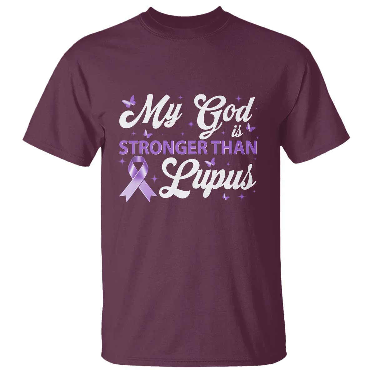 My God Is Bigger Than Lupus T Shirt Purple Ribbon