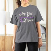 My God Is Bigger Than Lupus T Shirt For Women Purple Ribbon