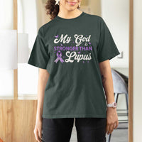 My God Is Bigger Than Lupus T Shirt For Women Purple Ribbon