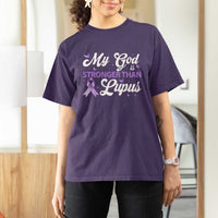My God Is Bigger Than Lupus T Shirt For Women Purple Ribbon