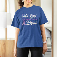 My God Is Bigger Than Lupus T Shirt For Women Purple Ribbon