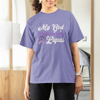 My God Is Bigger Than Lupus T Shirt For Women Purple Ribbon