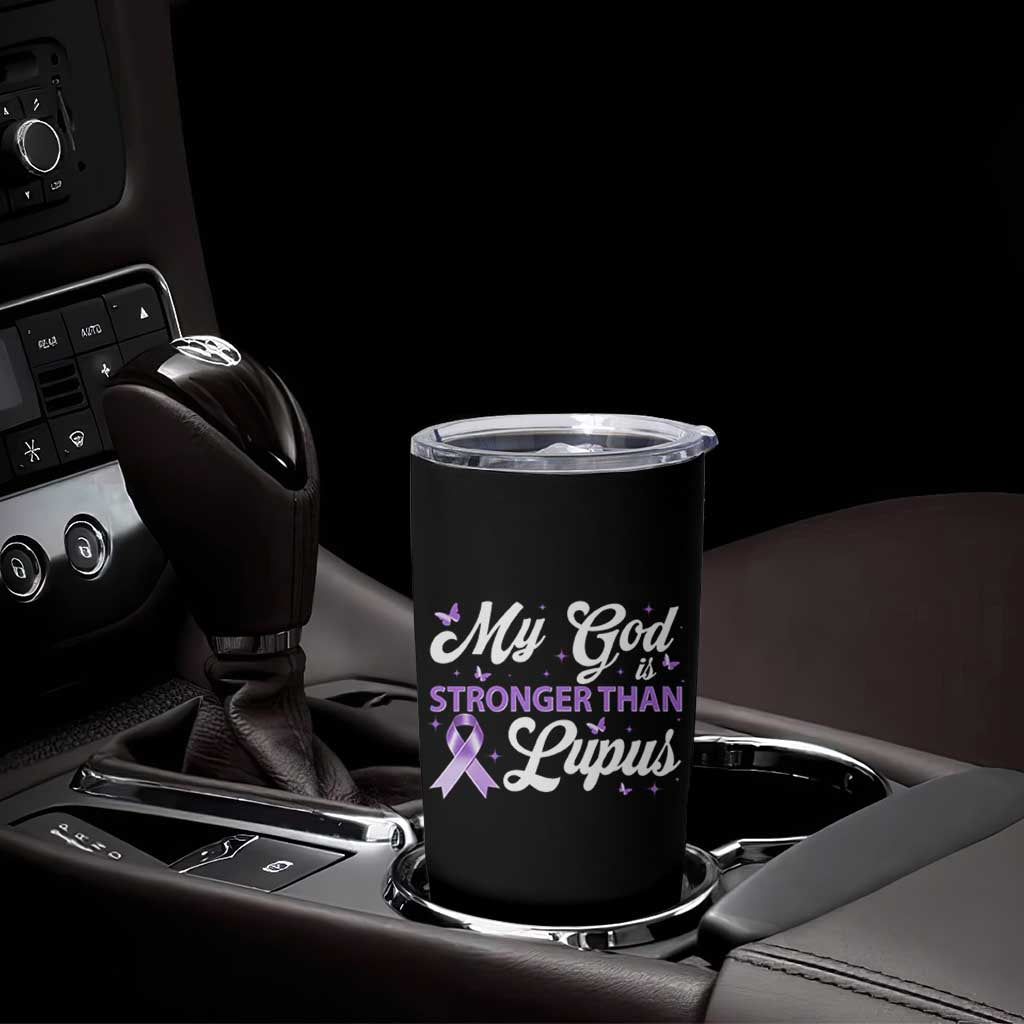My God Is Bigger Than Lupus Tumbler Cup Purple Ribbon