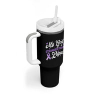 My God Is Bigger Than Lupus Tumbler With Handle Purple Ribbon