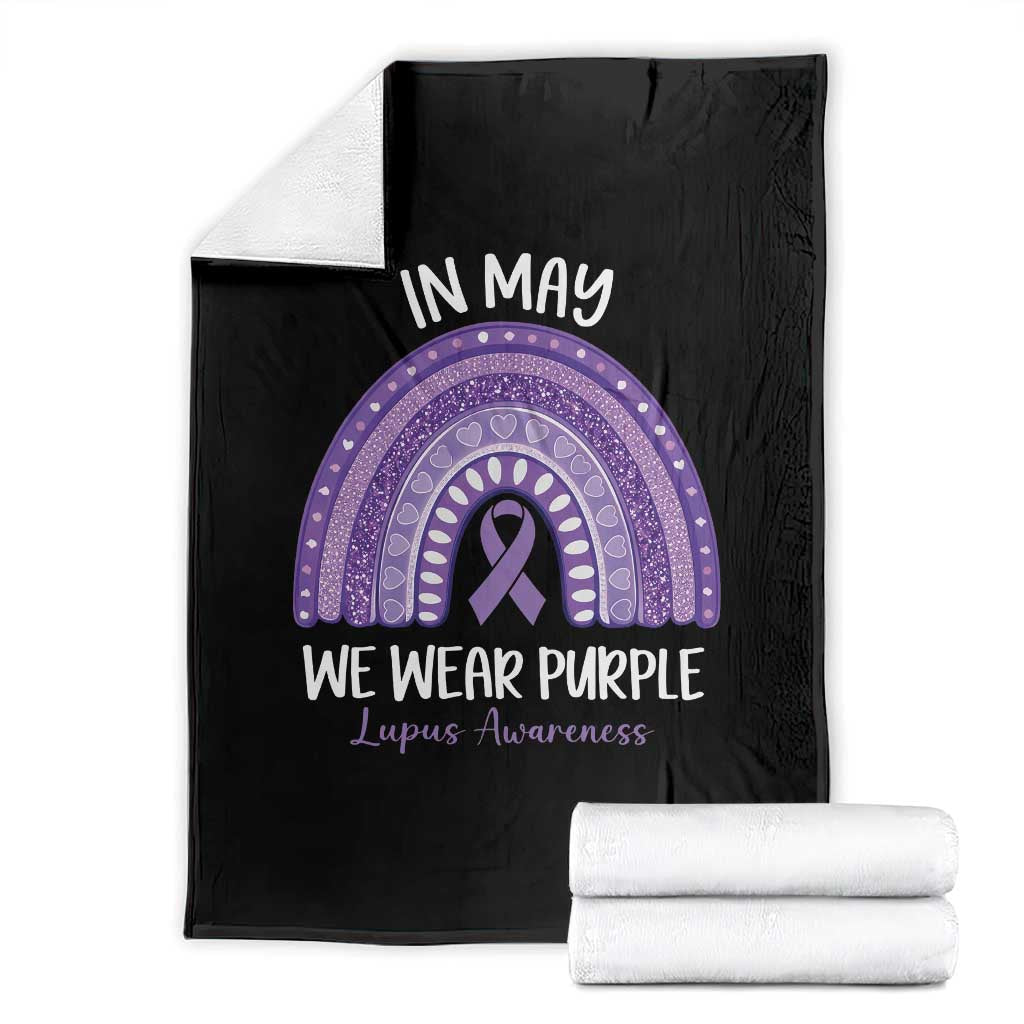 Lupus Awareness Throw Blanket In May We Wear Purple Ribbon Rainbow