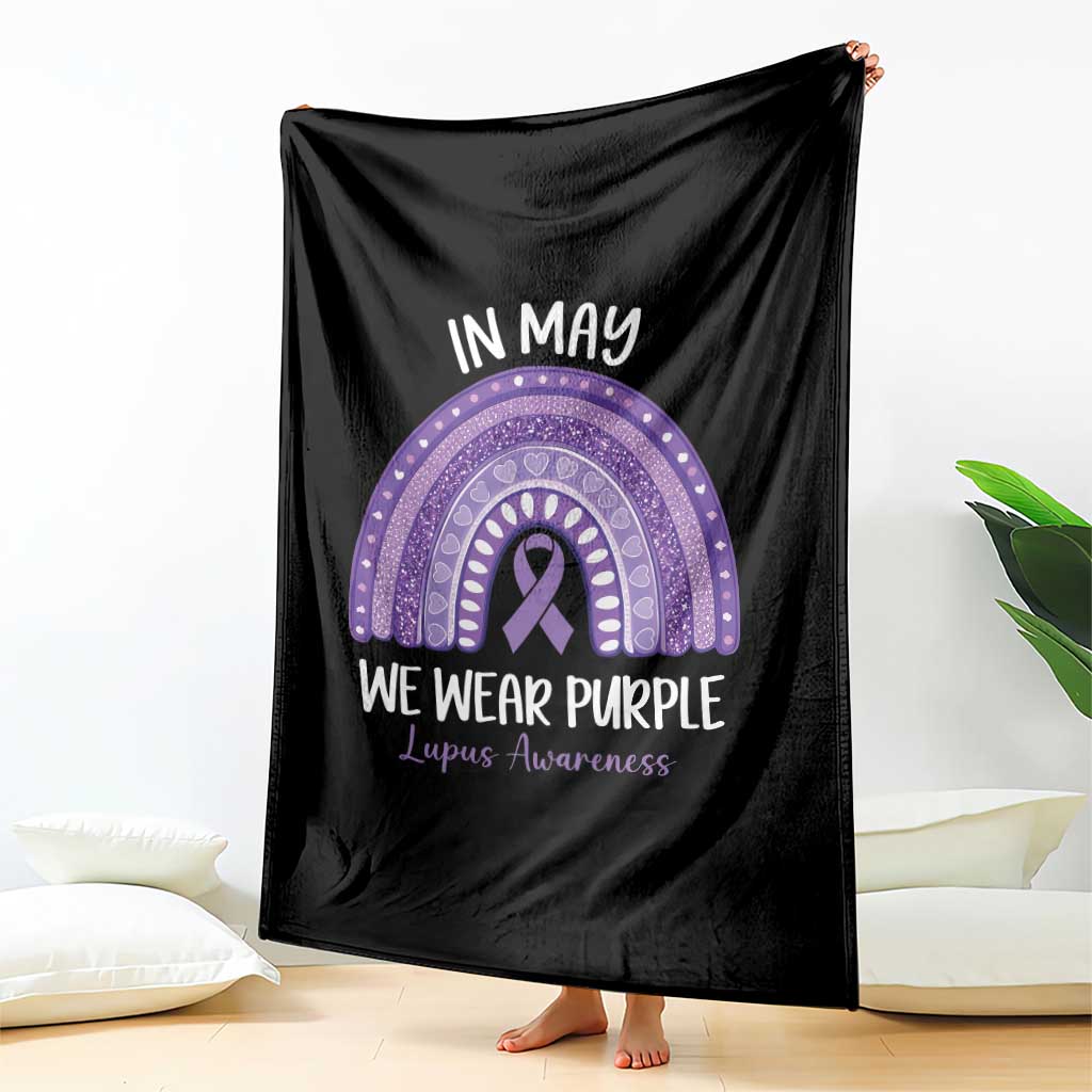 Lupus Awareness Throw Blanket In May We Wear Purple Ribbon Rainbow