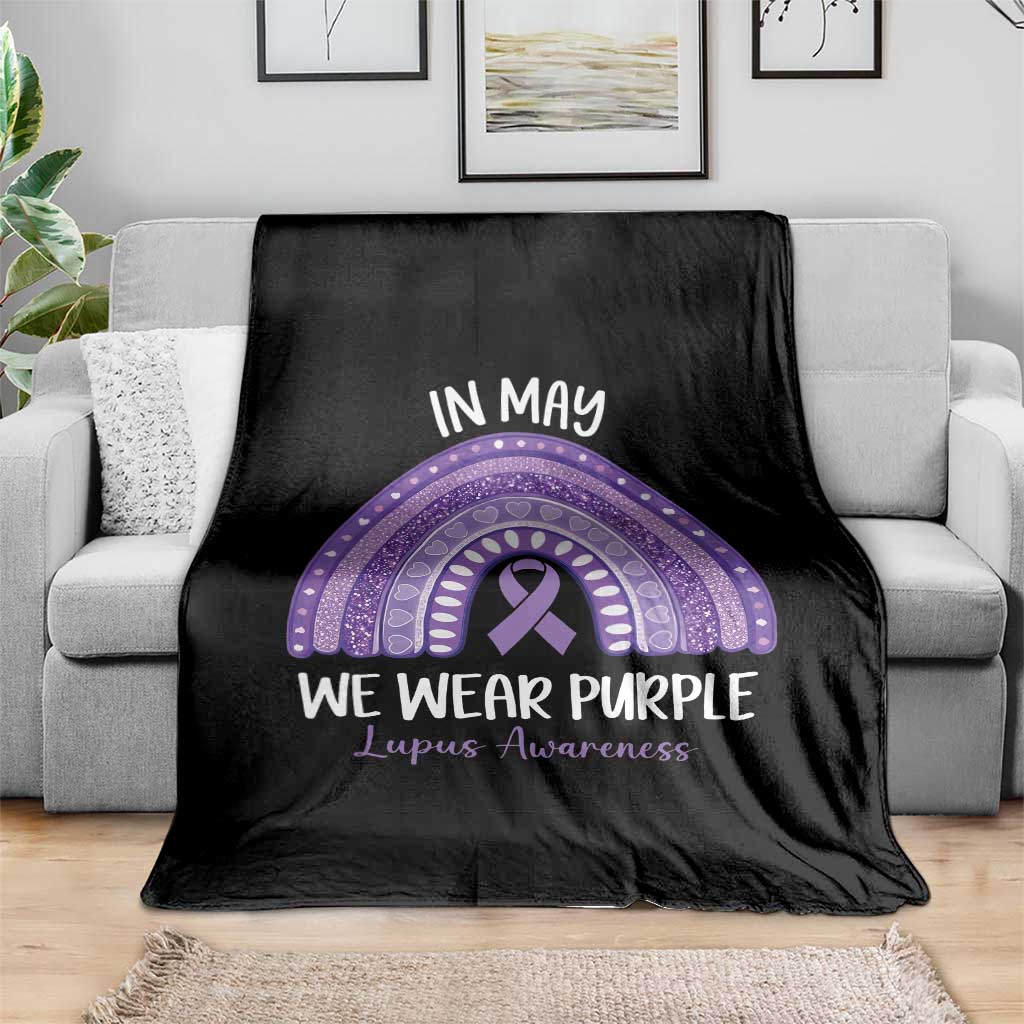 Lupus Awareness Throw Blanket In May We Wear Purple Ribbon Rainbow