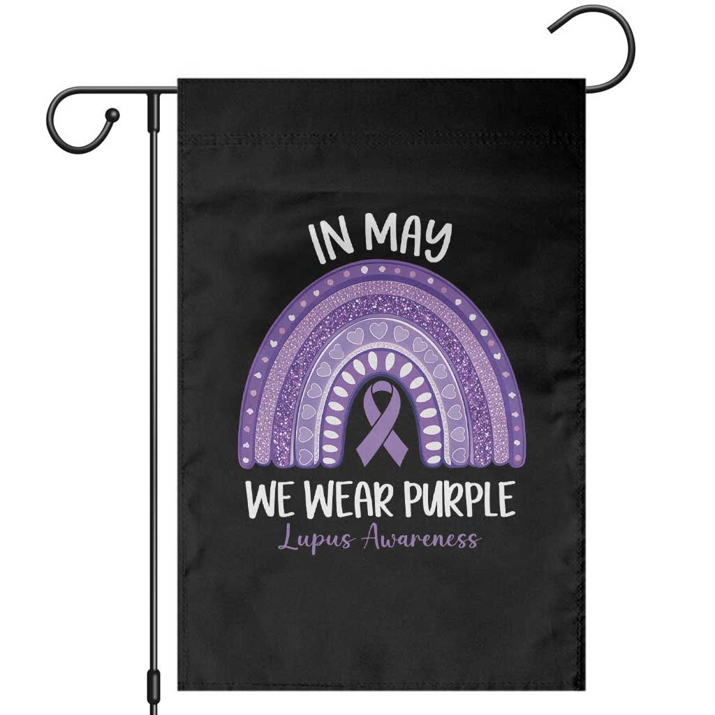 Lupus Awareness Garden Flag In May We Wear Purple Ribbon Rainbow