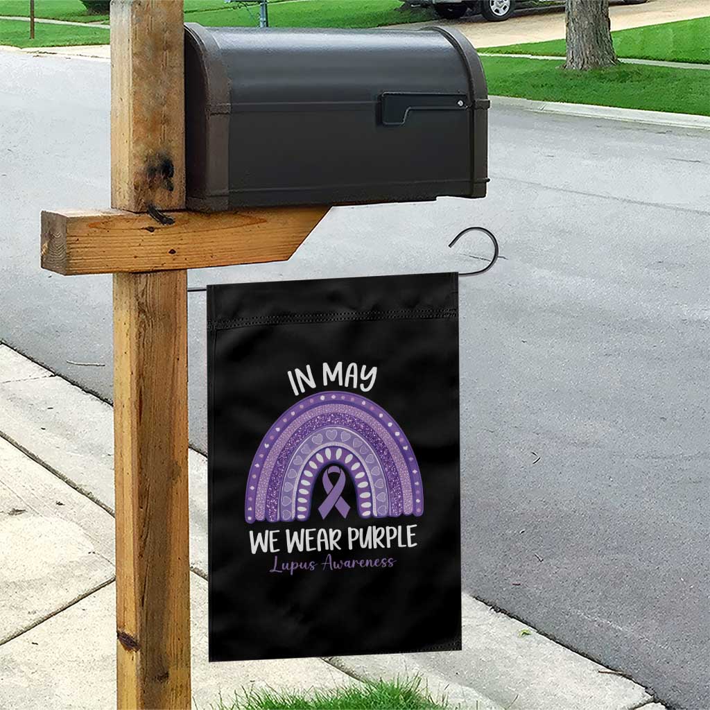 Lupus Awareness Garden Flag In May We Wear Purple Ribbon Rainbow