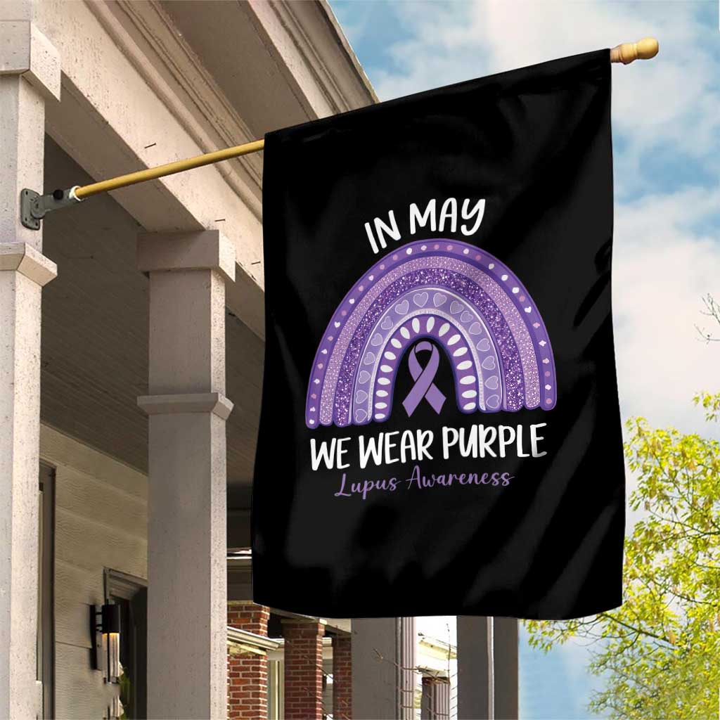 Lupus Awareness Garden Flag In May We Wear Purple Ribbon Rainbow