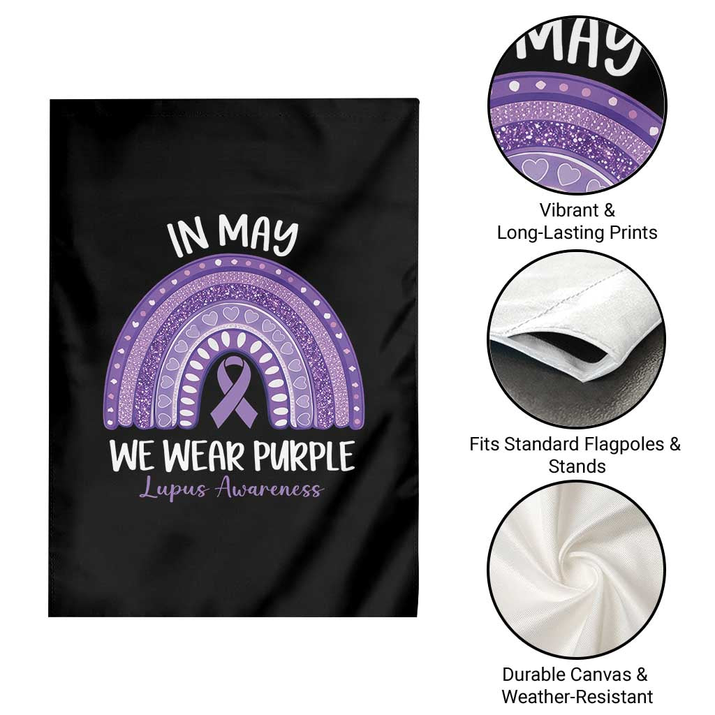 Lupus Awareness Garden Flag In May We Wear Purple Ribbon Rainbow