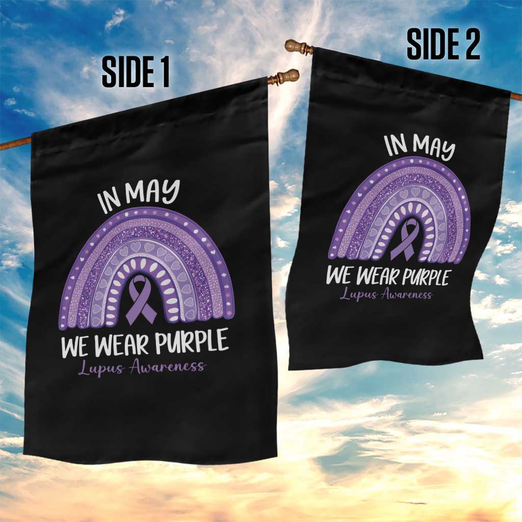 Lupus Awareness Garden Flag In May We Wear Purple Ribbon Rainbow
